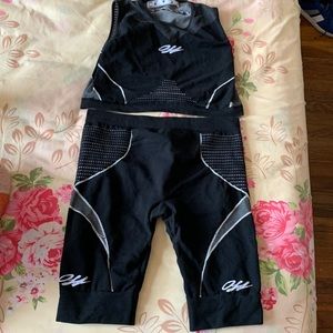 Off white biker short set